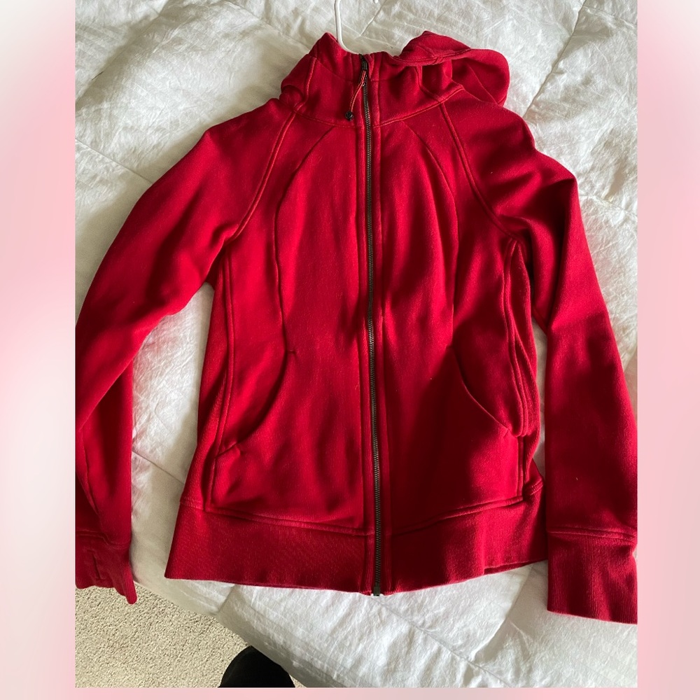 Red Lulu Lemon Scuba Zip  Hoodie